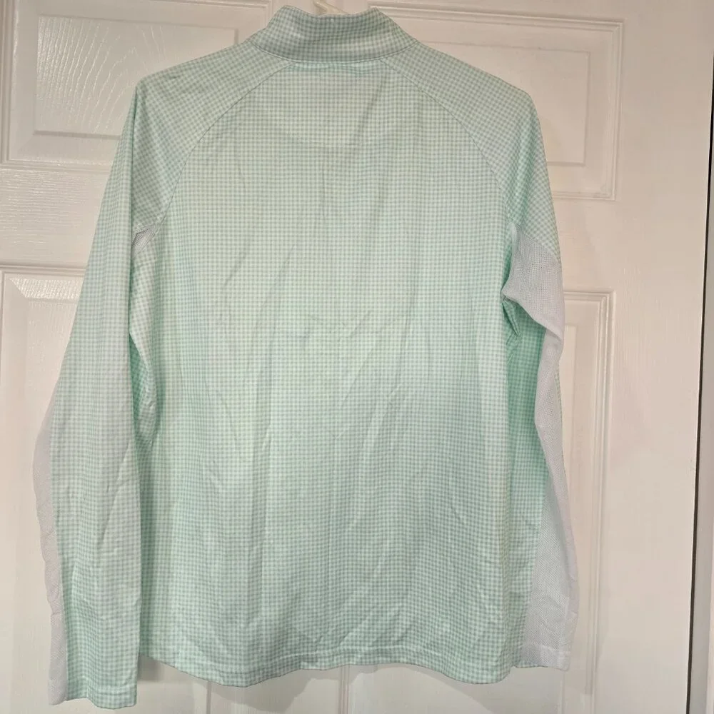 Pebble Beach Dry Luxe‎ Performance Long Sleeve Golf Tennis 1/4 Zip Gingham Sz L